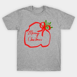 Merry Christmas Bow and Sprigs T-Shirt